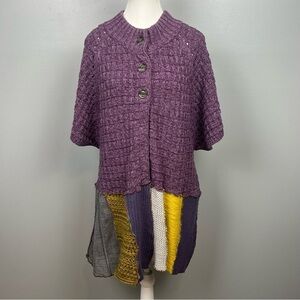 Upcycle by Jelbel mixed material short sleeve tunic length cardigan, medium.